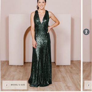 Emerald Green Sequin Bridesmaid Dress | Revelry